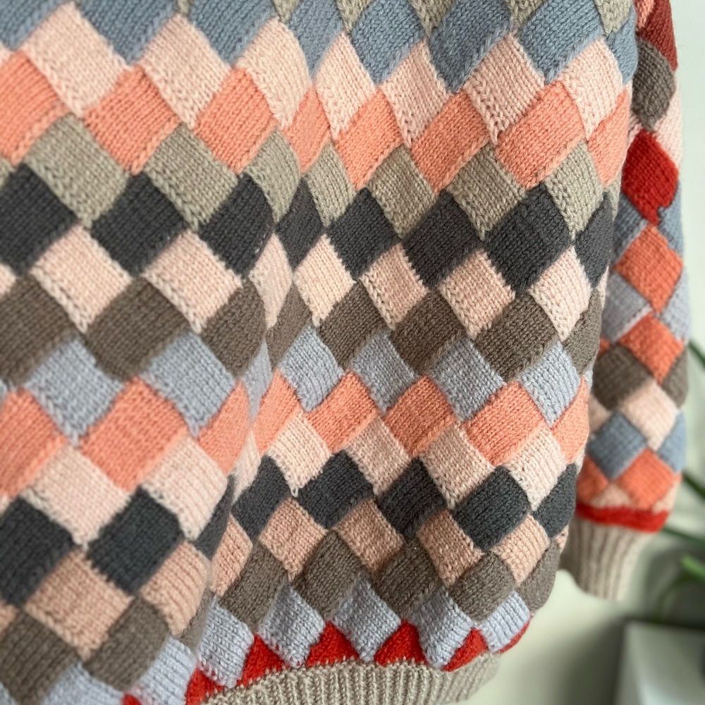 VINTAGE 90s hand knit multicoloured Wool Knit Cozy Coastal Cabincore Sweater - Picture 3 of 11